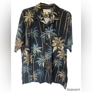 Clearwater Outfitter Mens Button Down Shirt Blue w/ Palm Trees Print Size Large